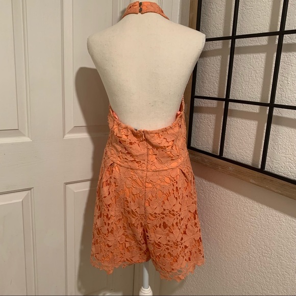 Fab’rik orange guipure lace halter romper Large - Picture 7 of 7